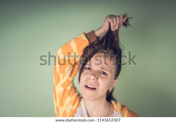 Girl Has Hair Problems Teenage Woman Stock Photo Edit Now 1143652307