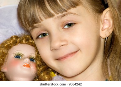 Girl Has Nestled On Doll Smiles Stock Photo 9084242 | Shutterstock