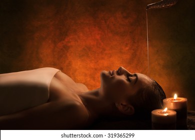 The Girl Has Shirodhara Treatment - Indian Oil Massage.