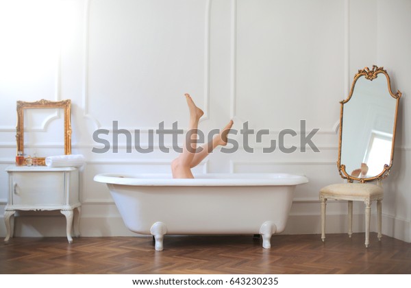 Girl Having Fun Tub She Spacious Stock Photo Edit Now 643230235