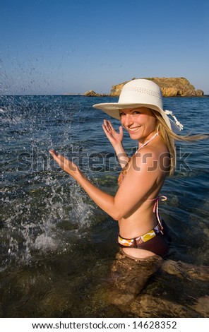 girl having fun in water