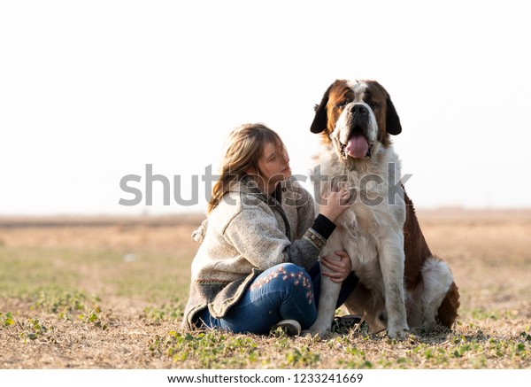 Teen Girl Sitting Pet Dog Outdoors Stock Photo (Edit Now) 449568559