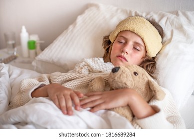 girl with high fever is sleeping