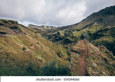 Girl Hiking Iceland On The Laugavegur Trail