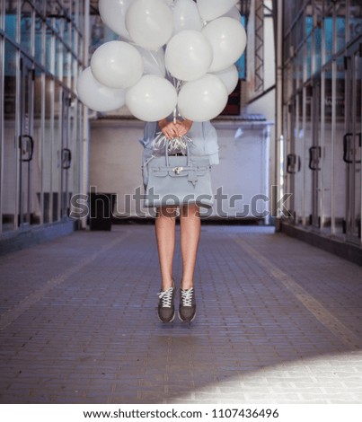 Similar – Young teenage girl blowing pink bubble gum