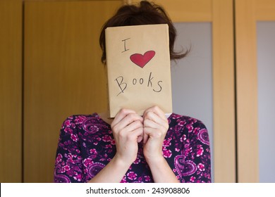 Girl Holding Book With Cover I Love Books