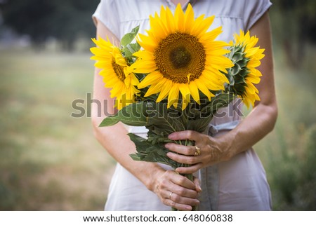 Similar – Image, Stock Photo Sunny woman with sunflower