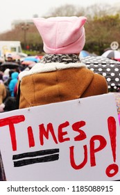 Girl Holding Times Up Placard At Protest