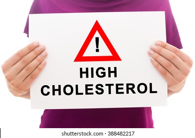 Girl Holding White Paper Sheet With Text High Cholesterol