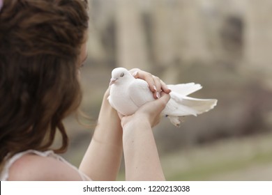 Girl Holding Pigeons Images Stock Photos Vectors Shutterstock