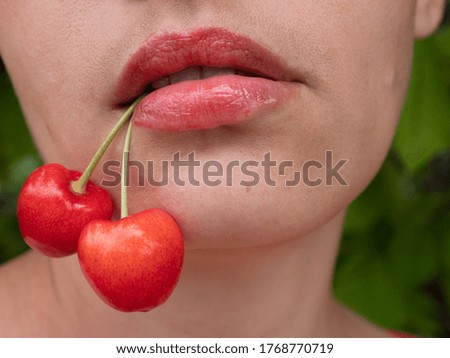 Similar – Image, Stock Photo Young girl picking cherries in the garden