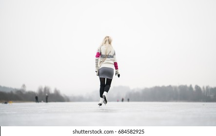 Girl Ice Skating in Oslo, Norway