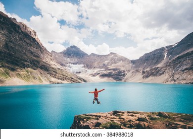 Girl Jumps In front of McArthur Lake, Canada