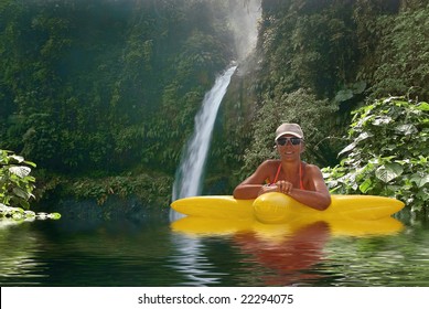 Girl In La Paz Waterfall, Costa Rica