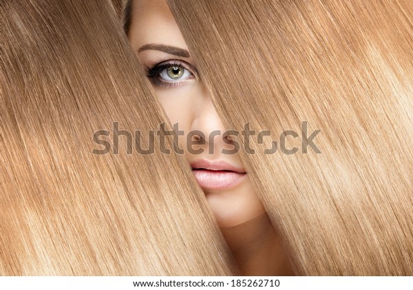 Girl Look Through Shining Shiny Blonde Stock Photo Edit Now