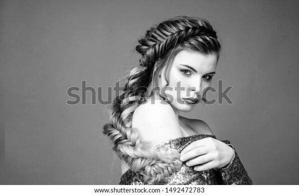 Girl Makeup Face Braided Long Hair Stock Photo Edit Now 1492472783