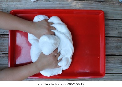 Girl Making Fluffy Slime