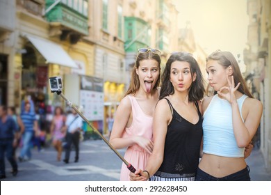 Girl Making Jokes While Doing A Selfie