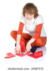 Girl Making Origami Heart