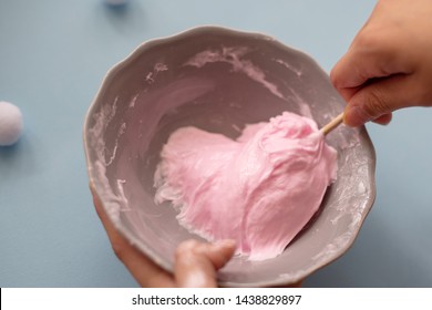 A Girl Making Slime Herself. Child Making Slime. 