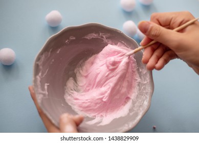 A Girl Making Slime Herself. Child Making Slime. 