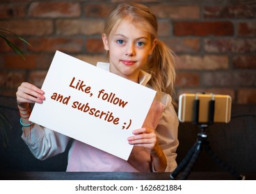 Girl making video blog at home