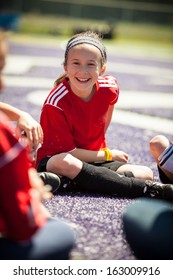 Girl In A Meeting At A Soccer Practice