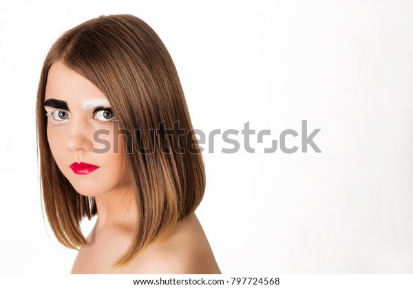 Girl Model Short Haircut Black White Stock Photo Edit Now 797724568