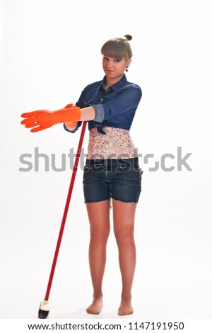 A girl with a mop