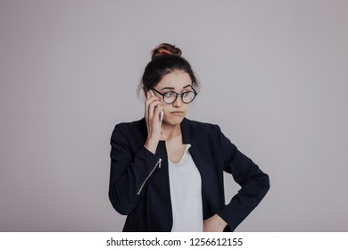  The Girl With Nervous Look Try To Call To Someone But No One Picks Up The Phone. Woman Waiting And Get Nerves More