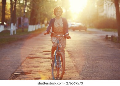 Girl On Bike Sunset Summer Sun