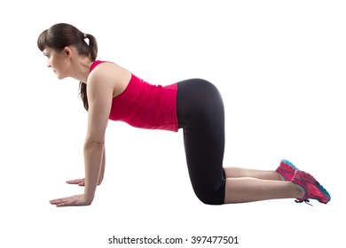 Slim Brunette Doing Yoga Excercise Profile Stock Photo (Edit Now ...