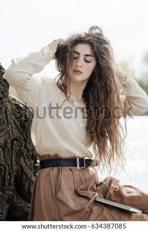 Girl on the nature. Spring mood