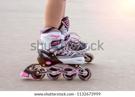 Similar – Woman in roller blades in skate park