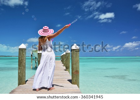 Similar – Image, Stock Photo Girl on jetty Joy Summer