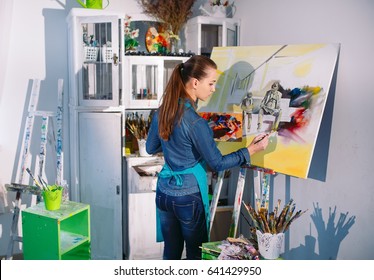 Girl In Painting Studio