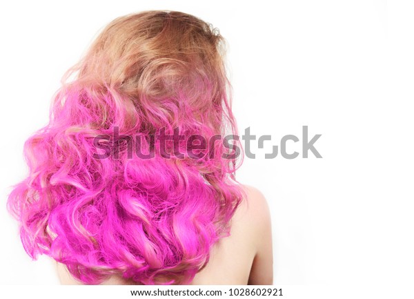 Girl Pink Ombre Hair On White Stock Photo Edit Now 1028602921