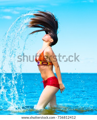 Girl Playing Beach Fun 