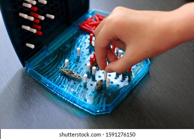 Girl Playing Board Game Battleship Toy Stock Photo 1591276150