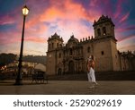 Girl portrait as tourist visiting Cusco, Peru. City scape with model. the photo was took in Cusco, Peru during 4 sep 24.