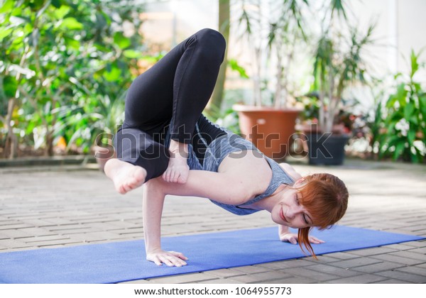 Girl Practicing Yoga Green Garden Stock Photo Edit Now 1064955773