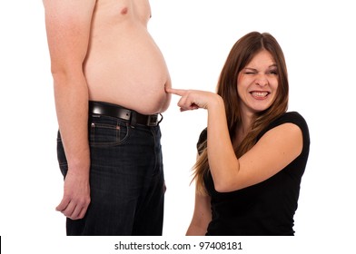Girl Pricking Her Boyfriends Belly Button