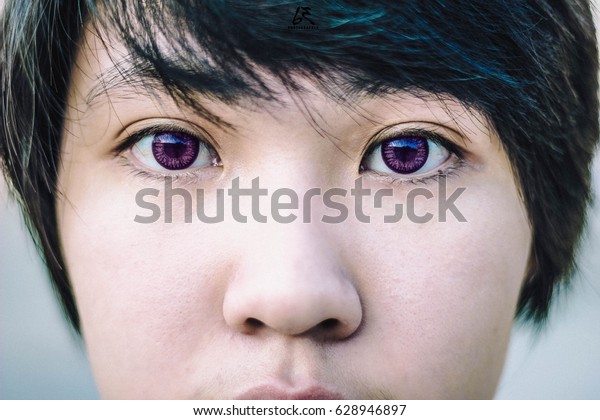 Girl Purple Eyes Stock Image Download Now