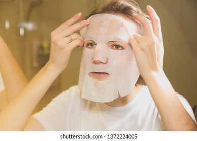 Girl Putting Skin Mask Sheet On Stock Photo 1372224005 | Shutterstock