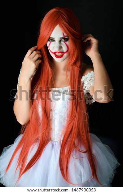 Girl Red Hair Clown Costume On Stock Photo Edit Now 1467930053