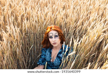 Similar – Junge Rothaarige Frau in der Natur im Herbst