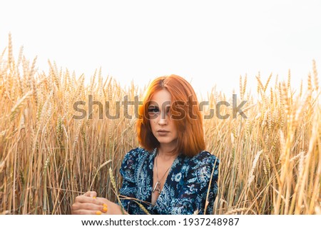 Similar – Junge Rothaarige Frau in der Natur im Herbst