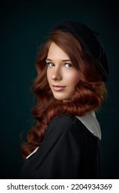 Girl With Red Hair Studio Beauty Portrait