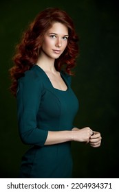 Girl With Red Hair Studio Beauty Portrait