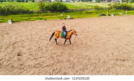 Girl Riding A Horse Top View